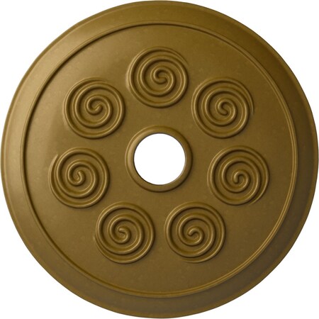 Ekena Millwork Spiral Ceiling Medallion (Fits Canopies up to 4"), Hand-Painted Gold, 25 1/4"OD x 4"ID x 2"P CM25SPGLS